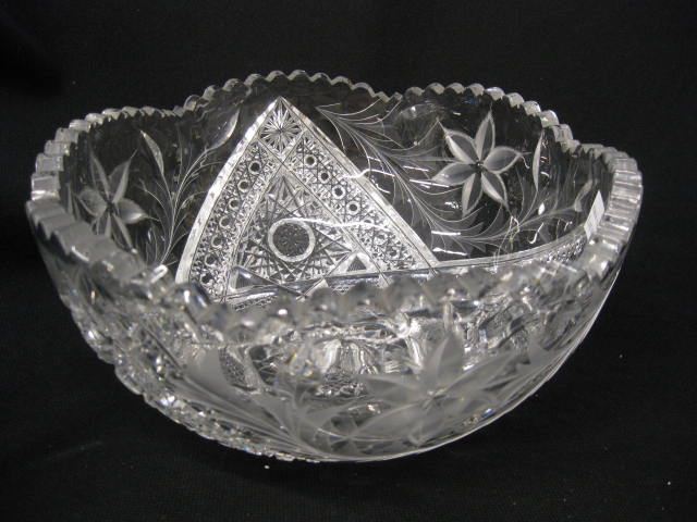 Cut Glass Bowl hobstars in a trifoil