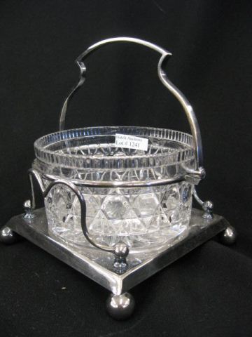 English Silverplate Crystal Butter 14c7ca