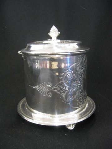 English Silverplate Biscuit Jar footed