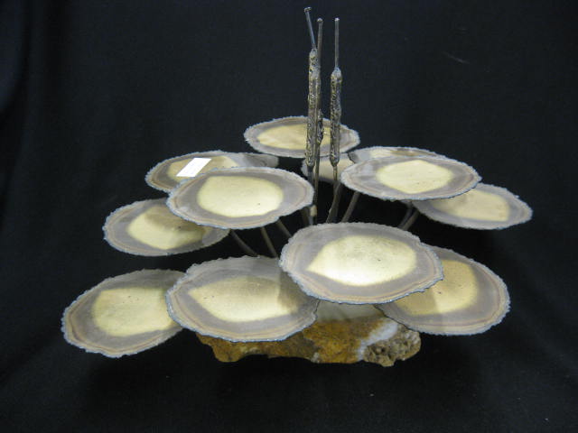 Copper & Stone Sculpture water lily
