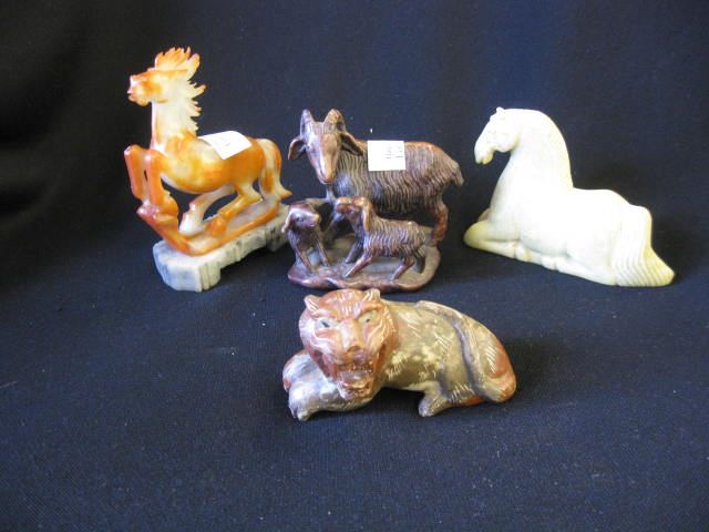 4 Chinese Carved Soapstone Animalfigures