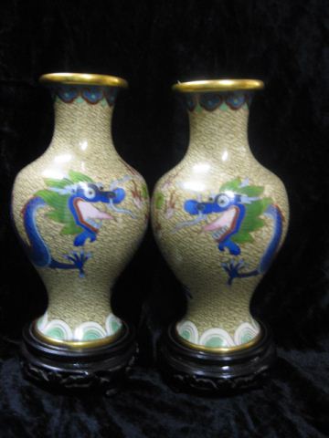 Pair of Chinese Cloisonne Dragon