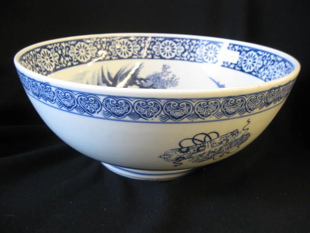 Oriental Blue & White Pottery Bowl