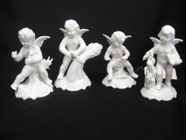 Set of 4 Dresden Porcelain Cherub Figurines