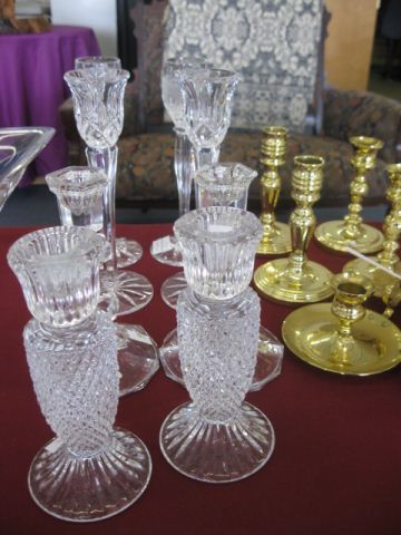 4 Pair Crystal Candlesticks excellent.