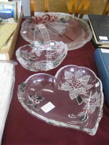 3 pcs. Christmas Glassware;tray