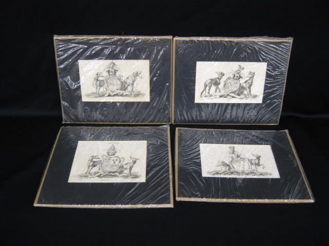 4 Early Steel Engravings dog &