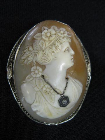 Cameo Pin or Pendant 14k white