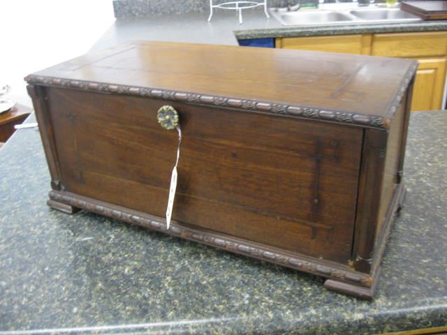 Inlaid Wooden Chest hinged top 14c87b