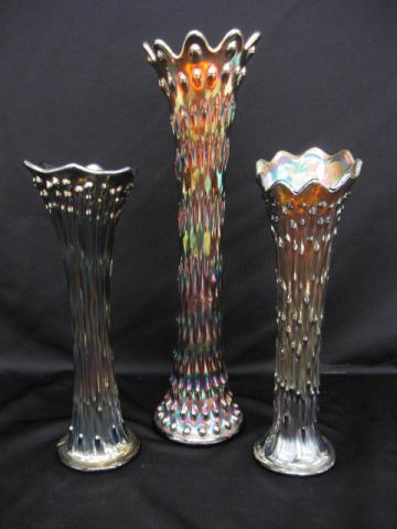 3 Carnival Glass Vases cobalt  14c886