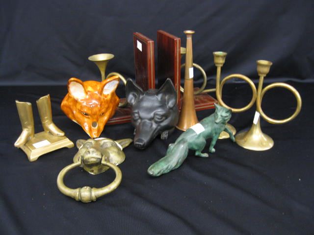 Collection of Fox Fox Hunt Items bookends 14c882