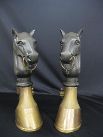 Pair of Figural Horsehead Andirons