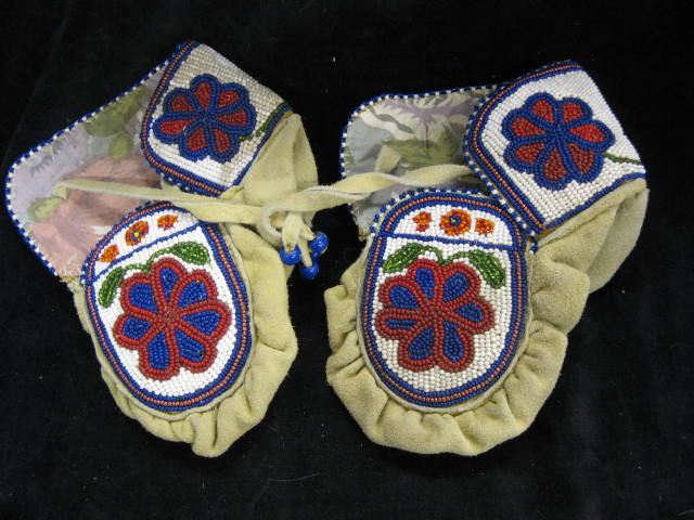 Pair of Indian Mocossins beaded