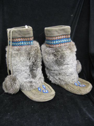 Indian Beaded Leather Boots fur