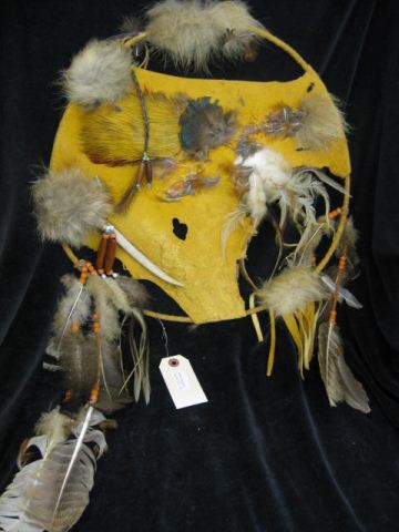 Indian Dance Shield leather bead & feather