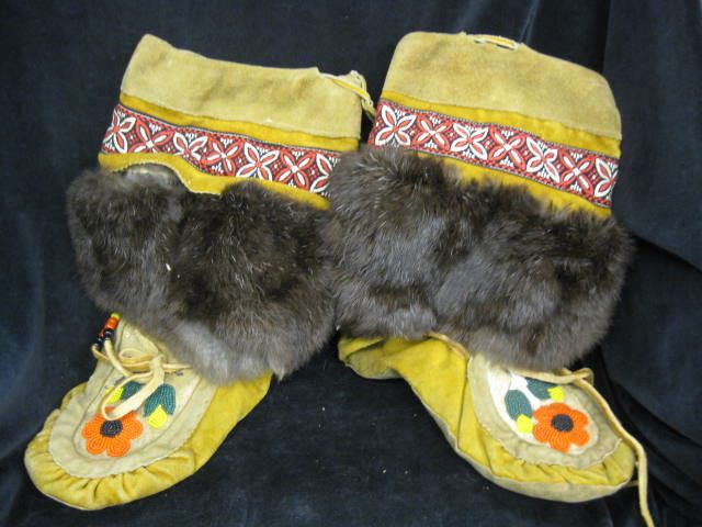 Pair of Indian Beaded Leather Boots