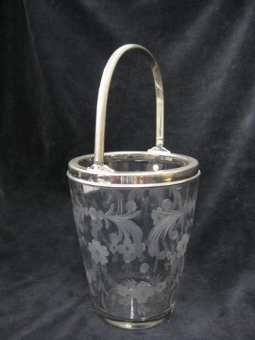 Hawkes Etched Glass Ice Bucket