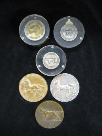 6 Dog & Horse Medals bronze & sterling