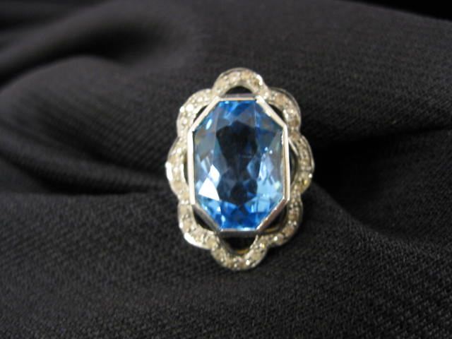 Blue Topaz & Diamond Ring 13 carat rich