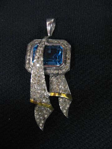 Blue Topaz Diamond Pendant 12 14c923