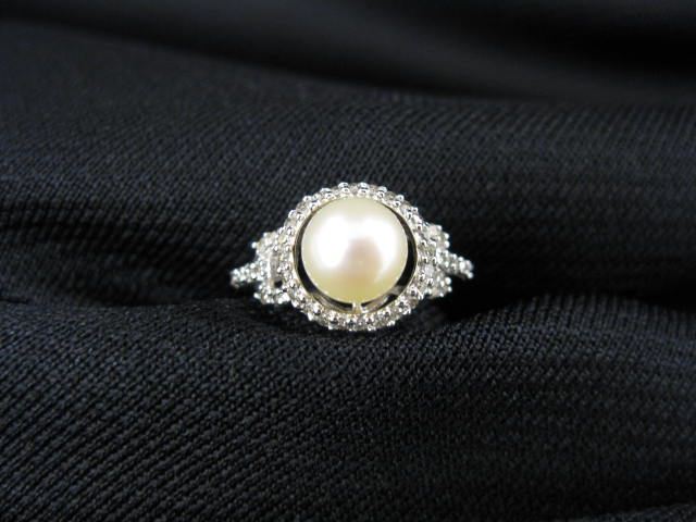 Diamond & Pearl Ring fine 8 mm pearl