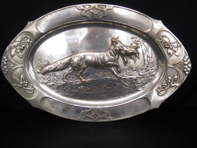 Silverplate Oval Charger fox with 14c934