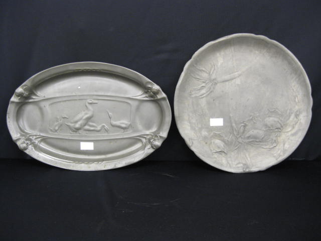 2 Kayserzinn Victorian Pewter Trays 14c935