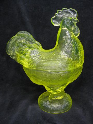 Vaseline Glass Figural Rooster 14c947