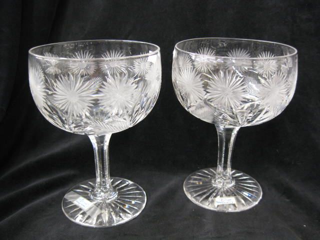 Pair of Cut Glass Oversized Goblets 14c972