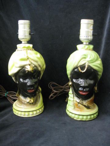 2 Pottery Figural Blackamoor Lamps 14c980
