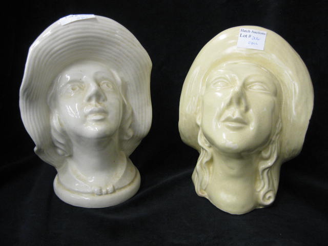 2 Pottery Head Vases possibly female
