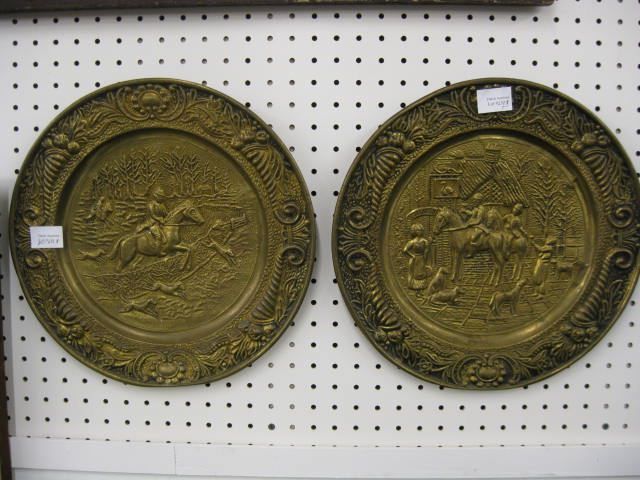Pair of Brass Wall Chargers fox 14c9a9