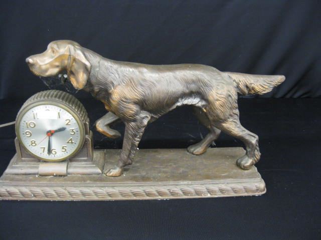 Bronzed Figural Dog Clock electric 14c9c4