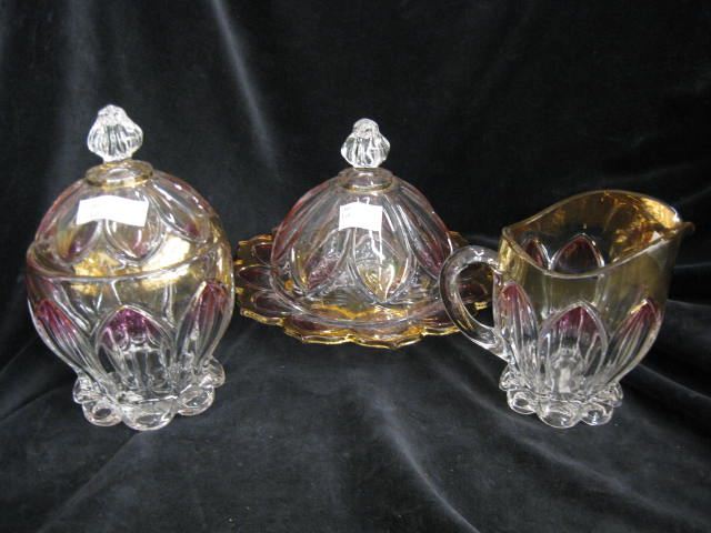 3 pc. Victorian Glassware;butterdish