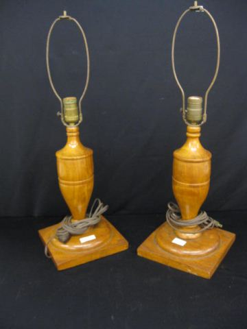 Pair of Wooden Table Lamps turned