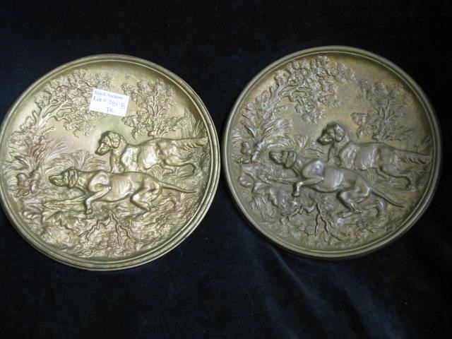 Pair of Bronzed Plaques of Hunting