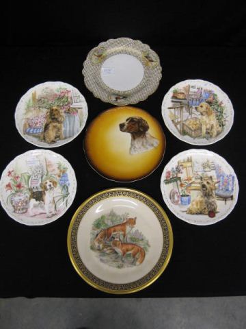 7 Fine Porcelain Plates with Dog 14c9fe