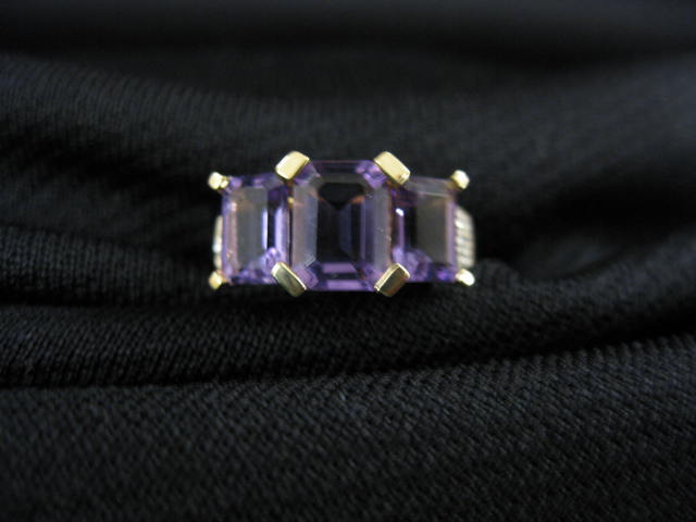 Amethyst & Diamond Ring trio of