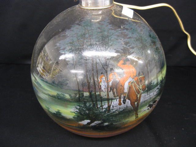 Glass Lamp Base handpainted fox 14ca20