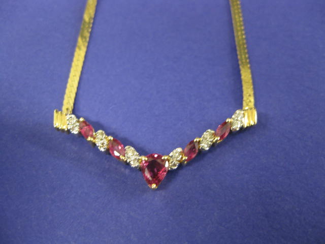 Ruby Diamond Necklace marquise 14ca29