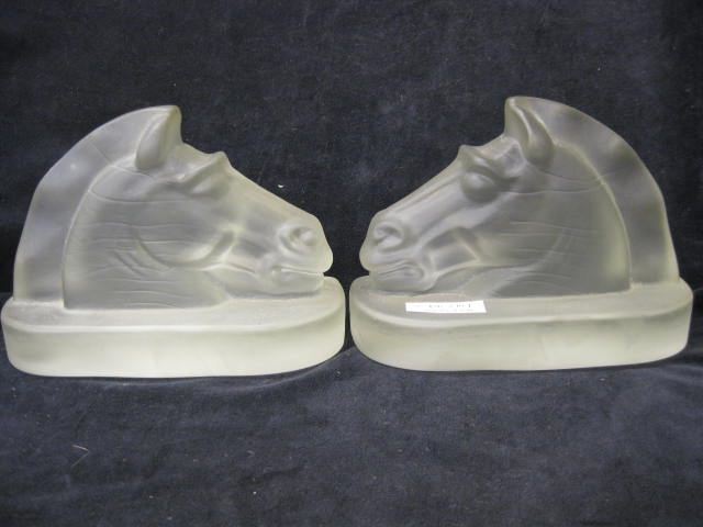 Pair of Glass Horse Head Bookends
