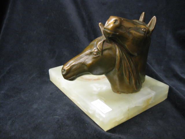 Deco Bronzed & Onyx Dish figural horse