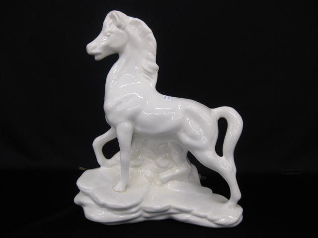 Art Pottery TV Lamp of a Horse white