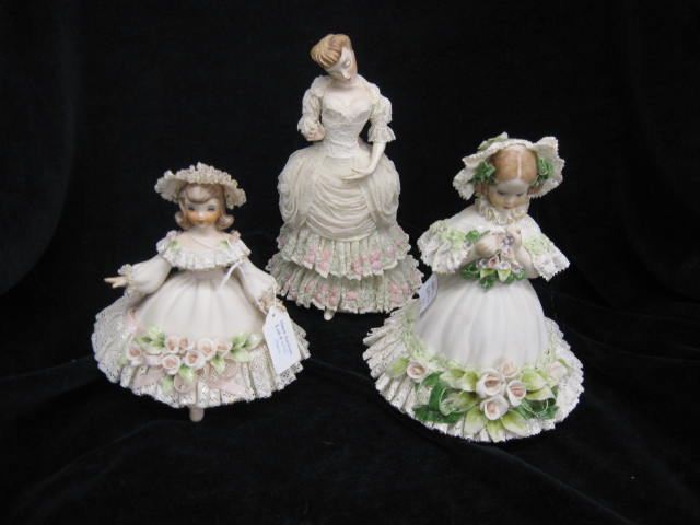 3 Fine Lace Figurines of Lady & Girls