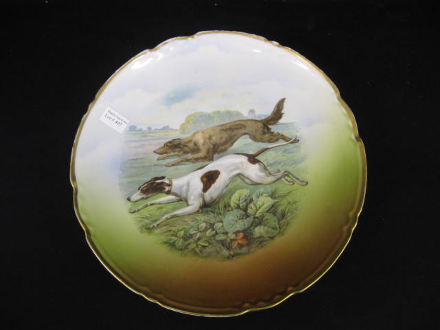 German Porcelain Charger dogs running 14ca96