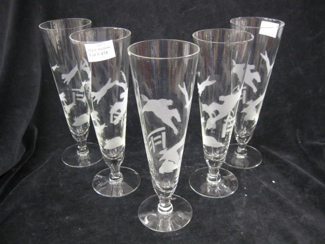 5 Crystal Parfait Glasses horse 14cab4