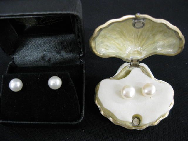 2 Pair of Pearl Earrings 14k yellow