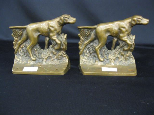 Pair of Brass Figural Dog Bookends 14cacb
