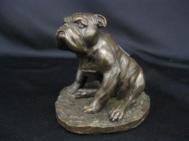 Bronzed Figurine of a Seated Bulldog