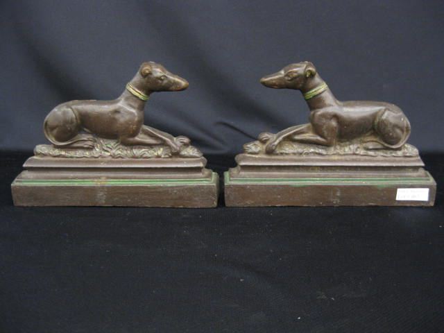 Pair of Figural Cast Iron Dog Bookends 14cacd